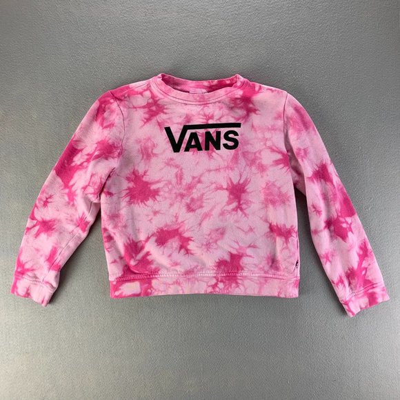 Vans Other - Vans Sweatshirt Girls Large 12/14 Pink Pullover Tie Dye Crewneck Logo La Hypno